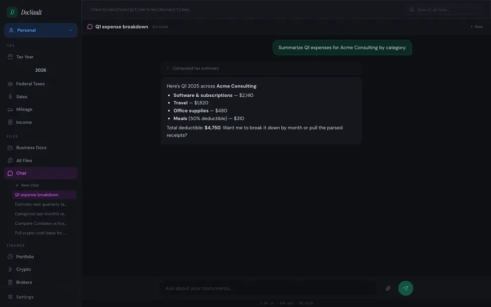 DocVault · 文档知识库工作台 界面预览